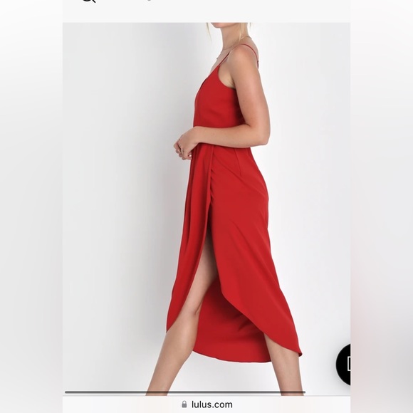 lulus Reinette Rust Red Midi Dress worn once - Picture 4 of 8